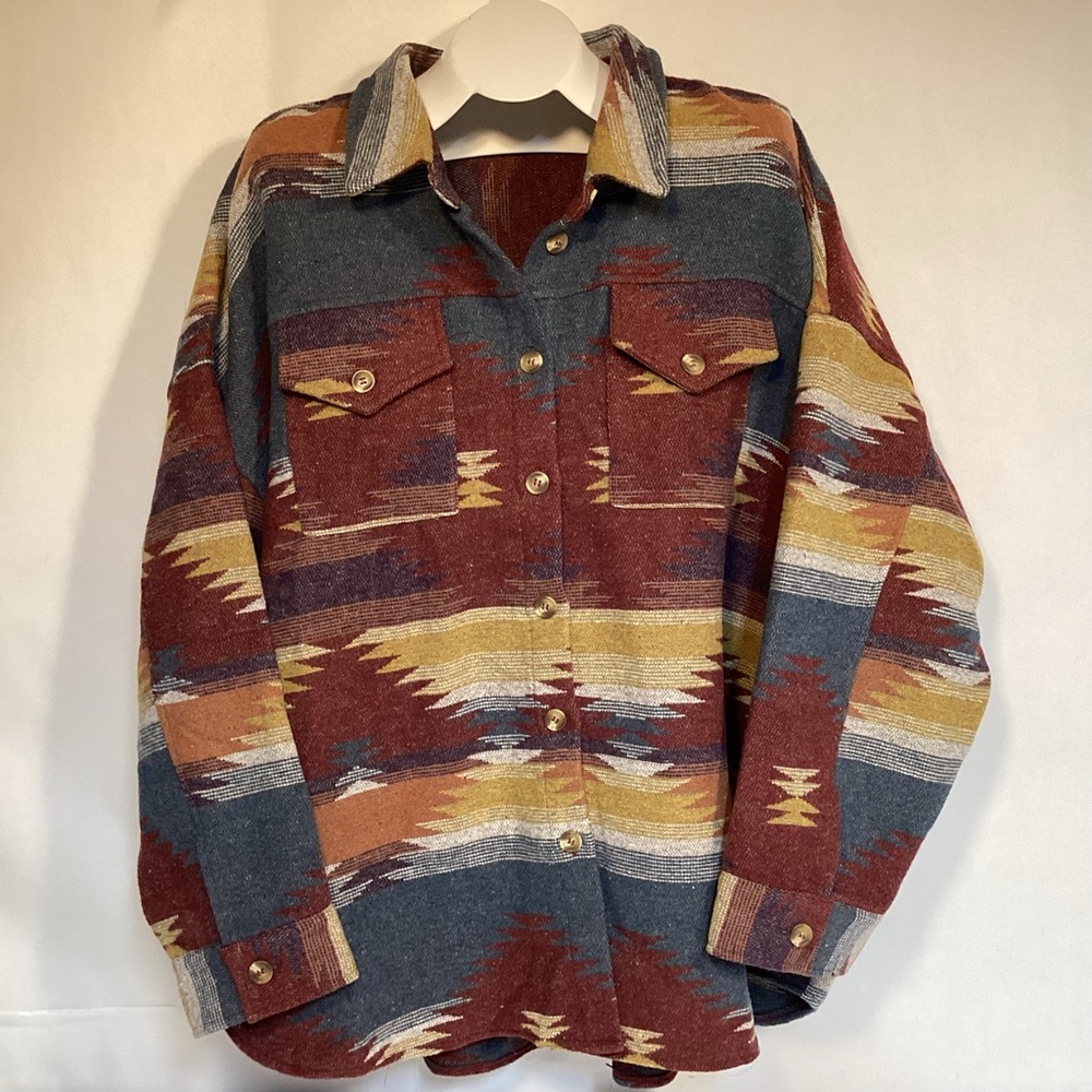 Haptics Women’s Shirt Jacket Aztec Western Print Shacket Women’s size 3X